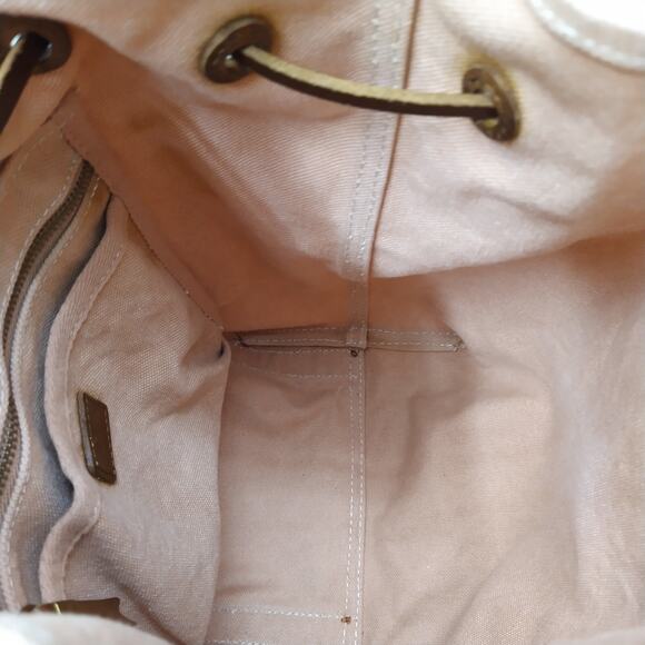 Madewell Pink Canvas Leather Trim Top Handle Drawstring Backpack - Picture 10 of 16